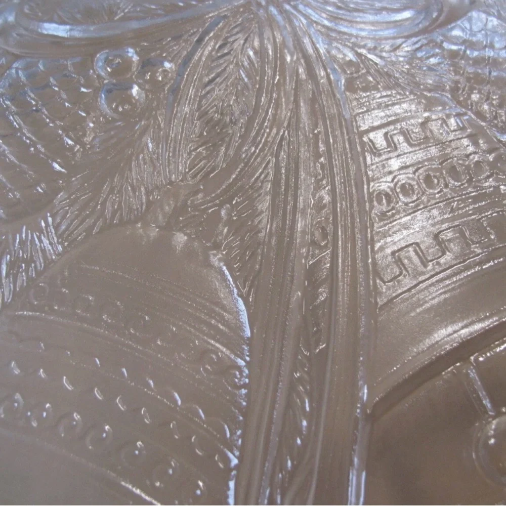 Mikasa Crystal Holiday Bells Christmas themed CANDY platter 14.75